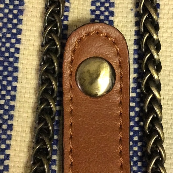 Street Level Blue and White Crossbody Bag with Stripes - Picture 8 of 8